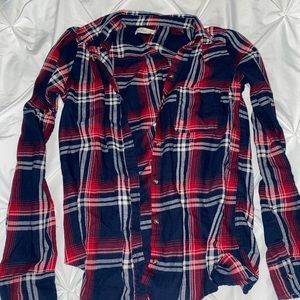 hollister blue and red flannel